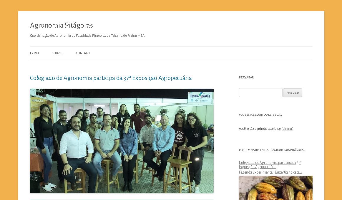 Website – Blog da Agronomia Faculdade Pitágoras Teixeira de Freitas (2018)