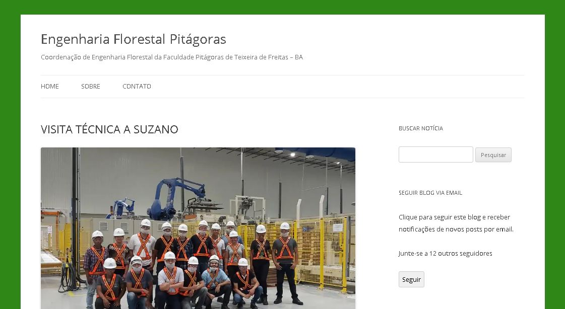 Website – Blog da Engenharia Florestal Faculdade Pitágoras Teixeira de Freitas (2018)